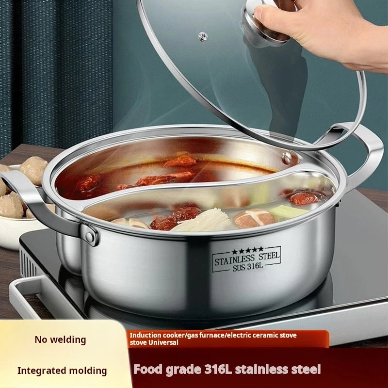 316 Stainless Steel 32cm Twin Divided Hot Pot