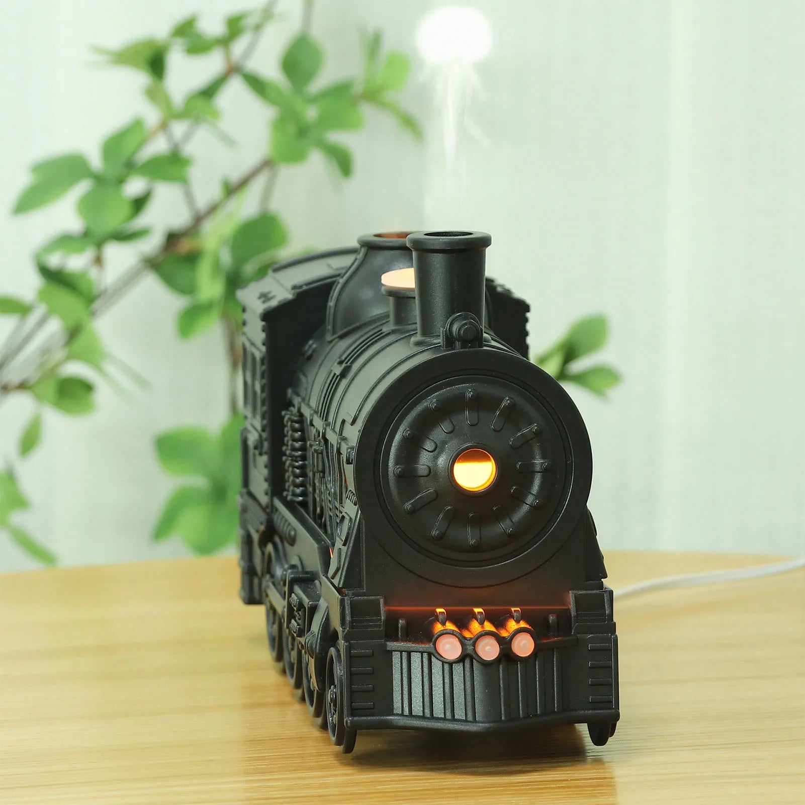 300ml Train-Shaped Essential Oil Diffuser with Remote Control & LED Lights