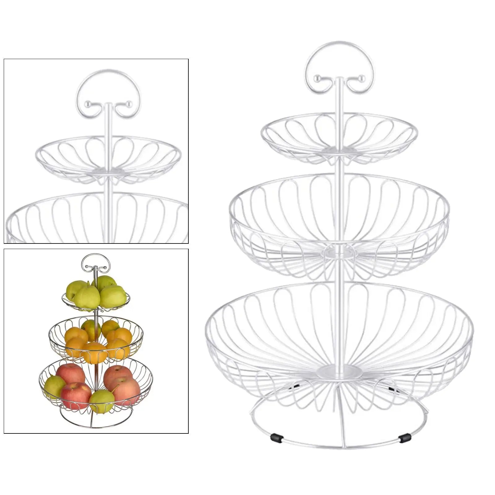 3-Tier Metal Fruit Bowl Stand