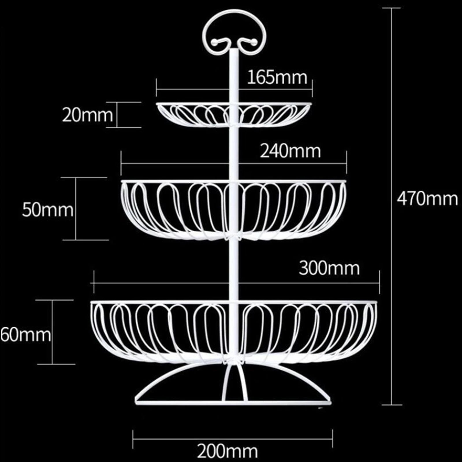 3-Tier Metal Fruit Bowl Stand