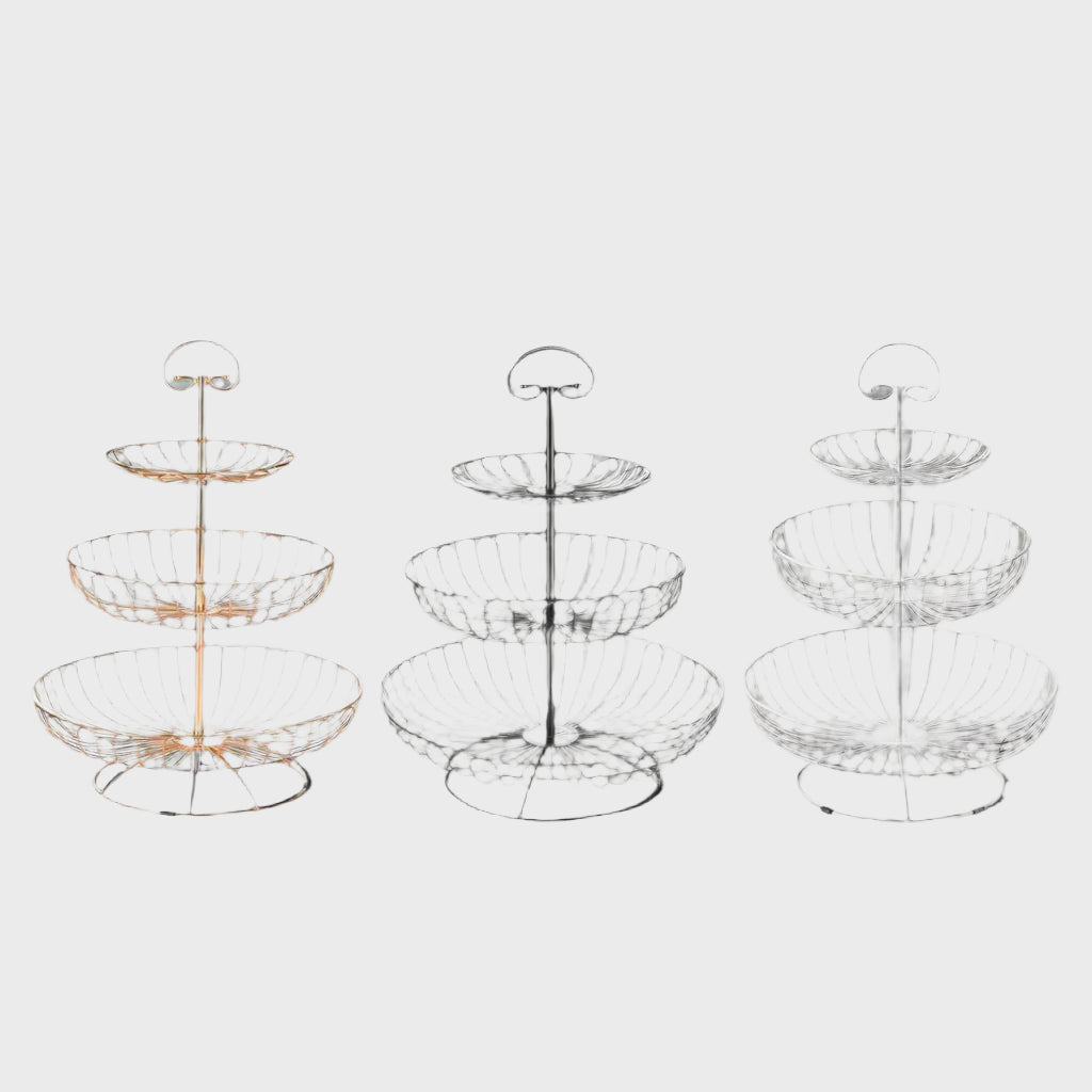 3-Tier Metal Fruit Bowl Stand