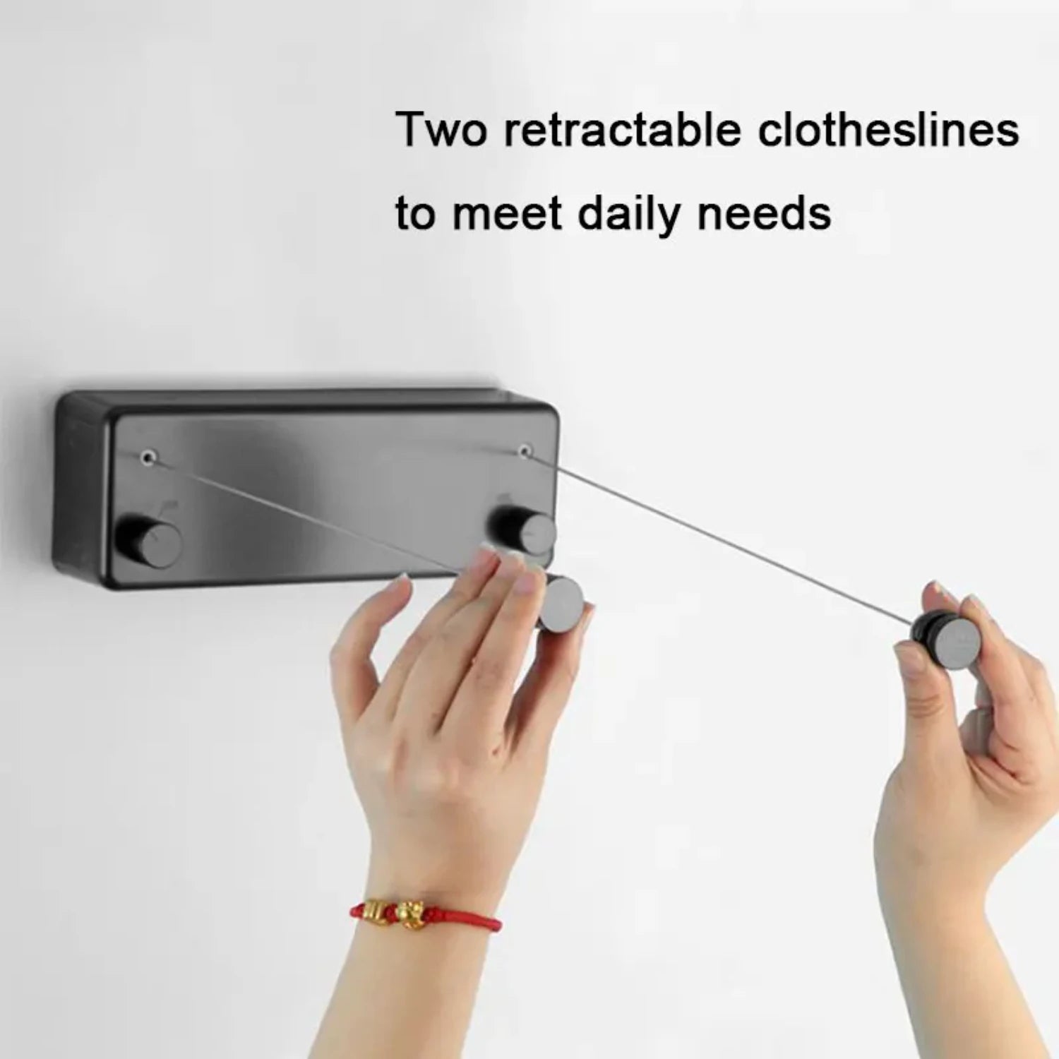 Retractable Wall-Mounted Clothesline with Adjustable Stainless Steel Double Rope