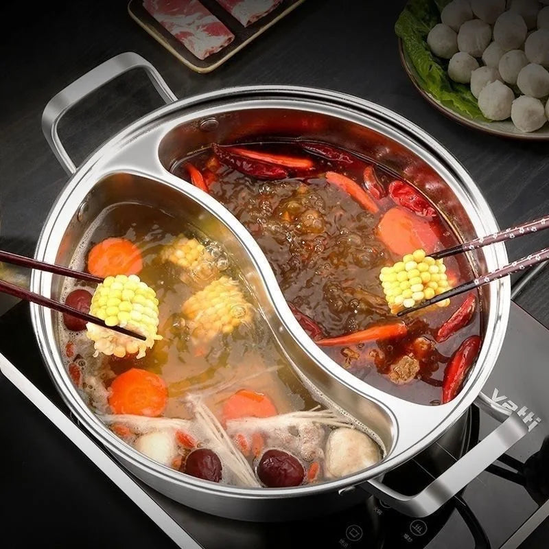 316 Stainless Steel 32cm Twin Divided Hot Pot