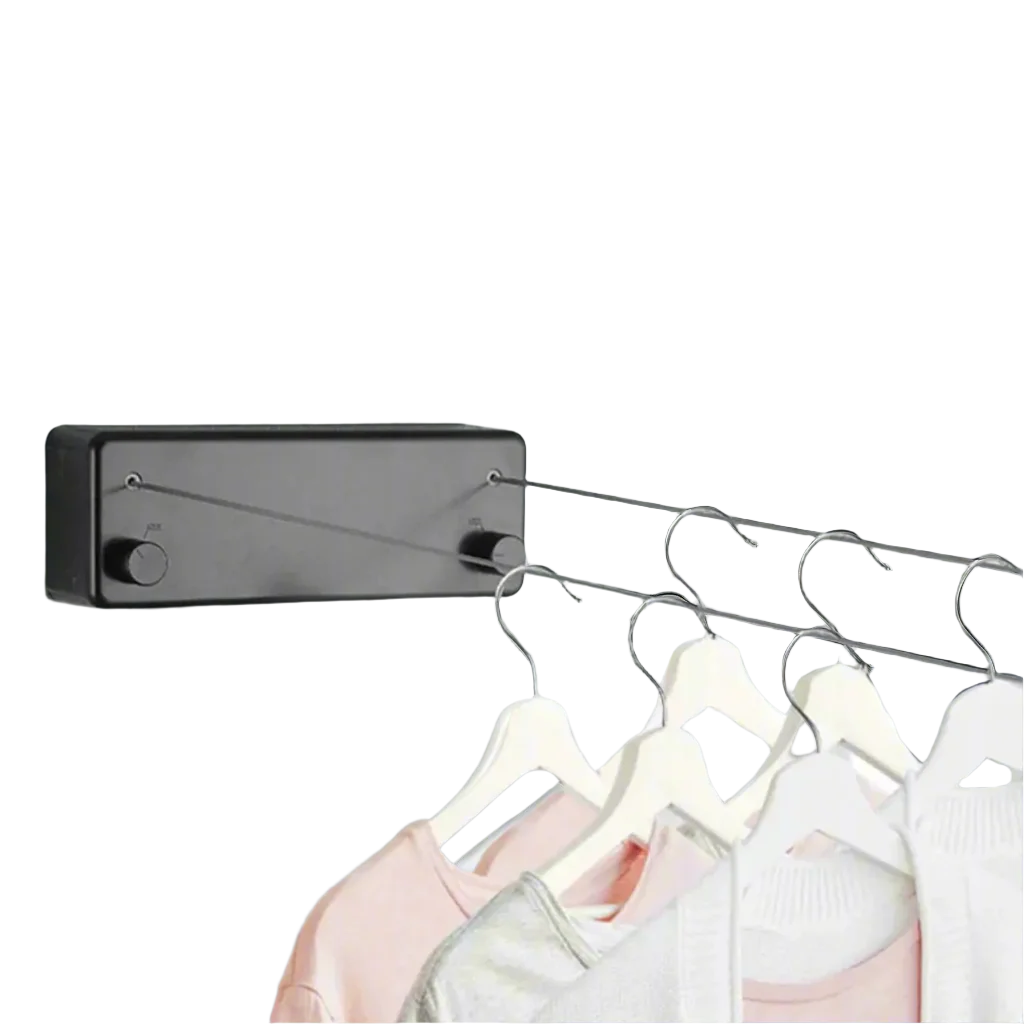 Retractable Wall-Mounted Clothesline with Adjustable Stainless Steel Double Rope